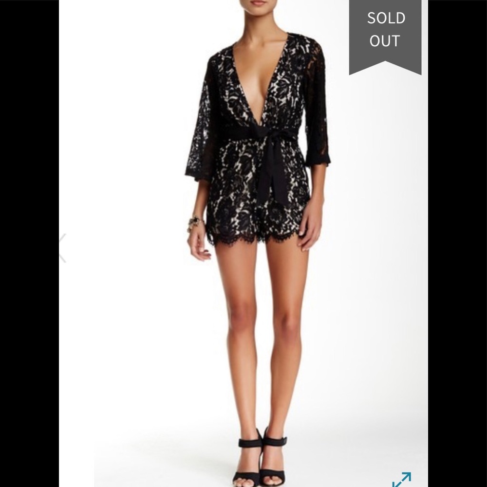 Missguided Lace Romper with deep V front